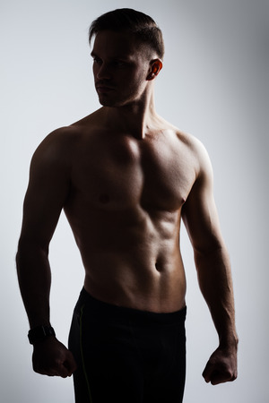 athletic man posingの写真素材