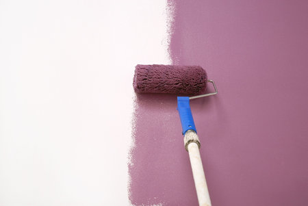 mauve wall paintingの写真素材