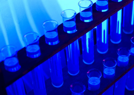  test tubes blue light