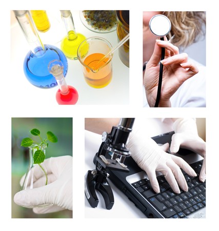 Collage of my photos medical and pharmaceutical researchの写真素材