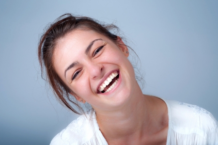 young woman smiling の写真素材