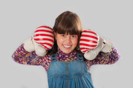 Cheerful girl boxingの写真素材