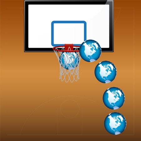 playing basketball with globe - illustrationのイラスト素材