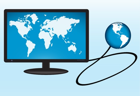 Earth globe connected to monitor- technology conceptのイラスト素材