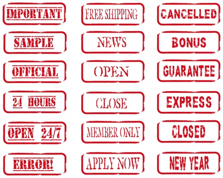 Different stamps in red colorのイラスト素材