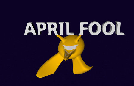 April fool 3d render illustration