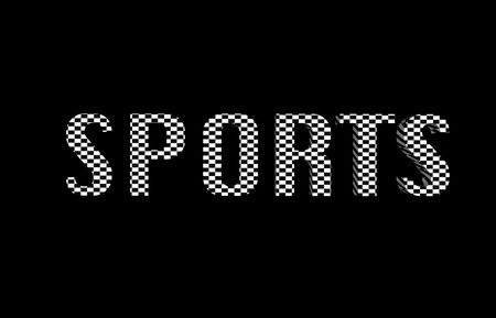 Sports - Checkered text isolated on black backgroundの写真素材