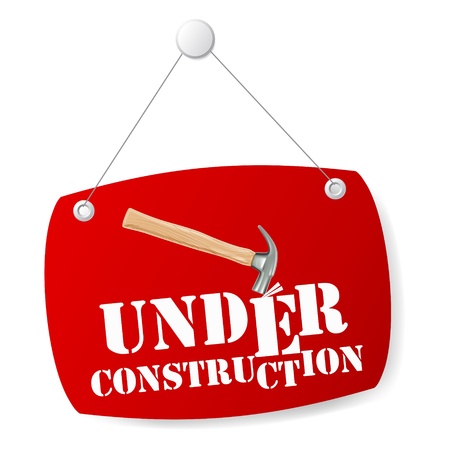 Under construction sign board with hammerのイラスト素材