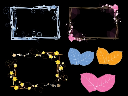 Colorful floral frames, isolated- images can be re-size to any limitのイラスト素材