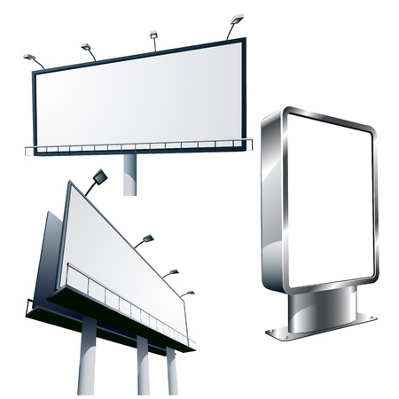 Outdoor advertising billboards isolated on whiteのイラスト素材