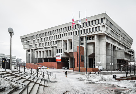Boston, MA, USA - March 2, 2014: Boston City Hall in Winterのeditorial素材