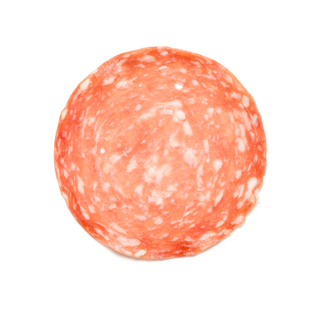 Salami or Pancetta Slice on Whiteの写真素材