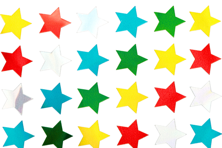 Shiny Star Stickers on Whiteの写真素材