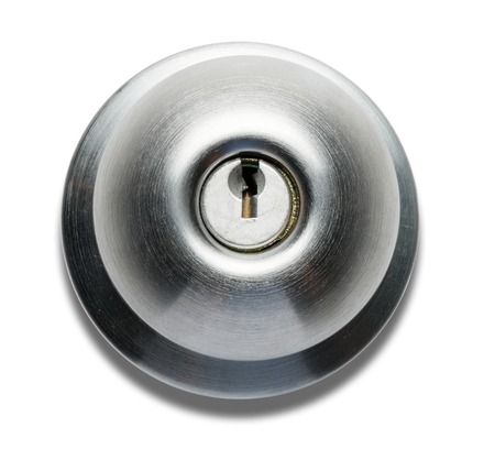Doorknob with Key Lock on Whiteの写真素材