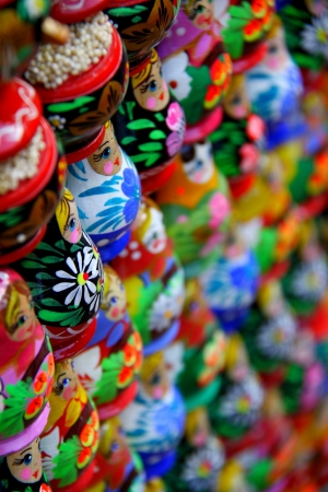 traditional gift wooden matroyshka souvenirの写真素材