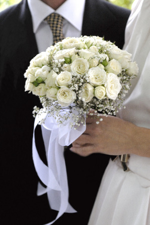 bridal bouquet at the wedding of rosesの写真素材