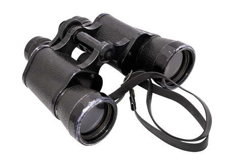 big binoculars horizontal with white backgroundの写真素材