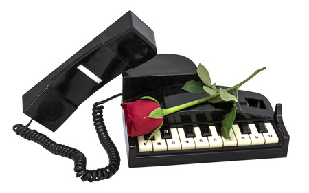 black phone as a piano with white backgroundの写真素材