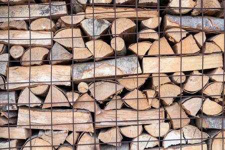 stack of firewood for fireplace country life style in Greeceの写真素材