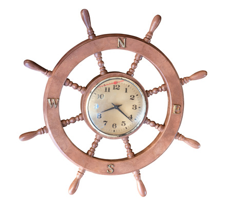 old wood helm closeup isolated on white backgroundの写真素材