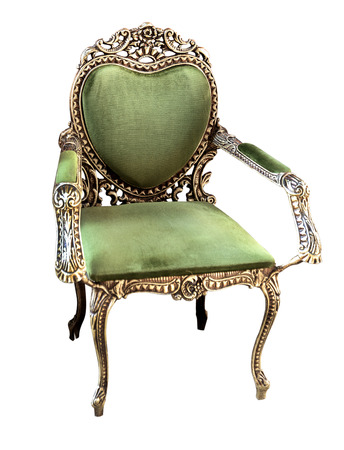 gold classical style Armchair sofa couch in vintage room on white backgroundの写真素材