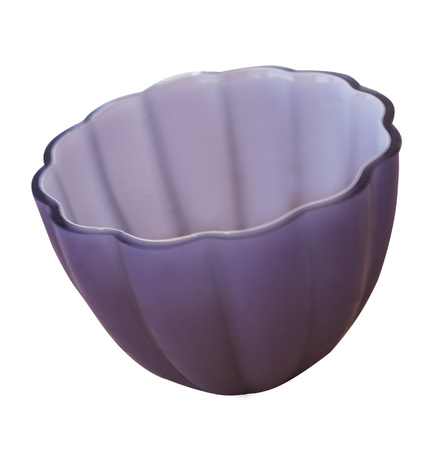 purple glass bowl isolated on white backgroundの写真素材