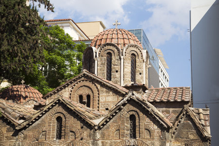 Athens, Greece - September 12,2021 Panaghia Kapnikarea church on Ermou Street in Athens, Greece. It is one of the most iconic landmarks of the Greek Orthodox Church in the centerのeditorial素材