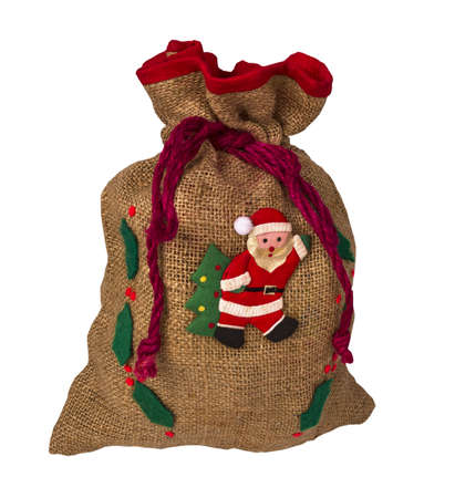 Santa Claus closed gift bag on white backgroundの写真素材