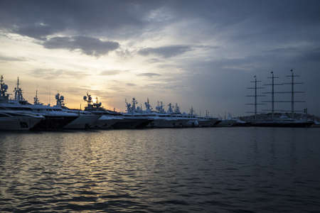 Port Flisvos in Paleo Faliro in winter. Athens, Greeceの写真素材