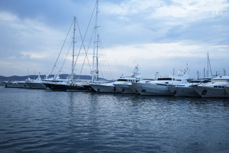 Big port Flisvos in Paleo Faliro in winter. Athens, Greeceの写真素材