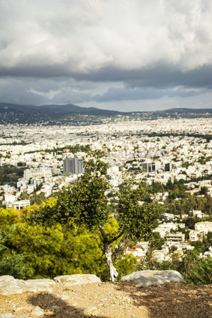 View of Athens from a high mountain.