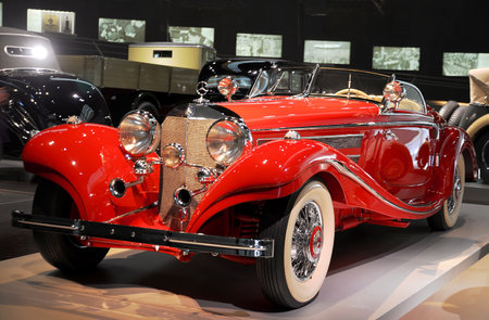 STUTTGART, GERMANY - December 13, 2017: Vintage 1936 Mercedes-Benz 500K Special-Roadster in the Mercedes-Benz Museum.のeditorial素材