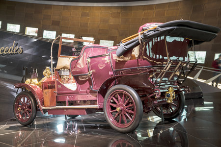 Stuttgart, Germany - December 13, 2017: Inside museum "Mercedes-Benz Welt". The museum covers the history of the Mercedes-Benz.のeditorial素材