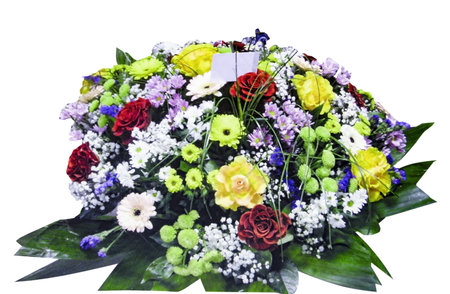 nice beautiful bouquet of roses, gerberas, daisiesの写真素材