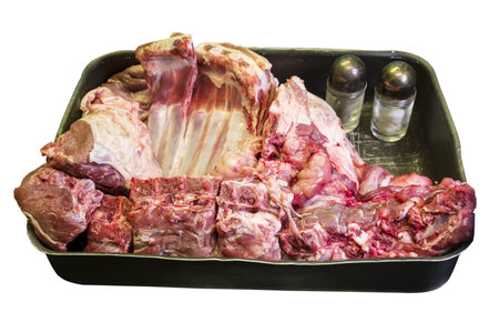 Fresh goat meat for Greek Easter. A traditional dish.の写真素材