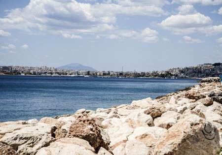 Spring sunny day at the sea in Paleo Faliro area, Athens, Greeceの写真素材