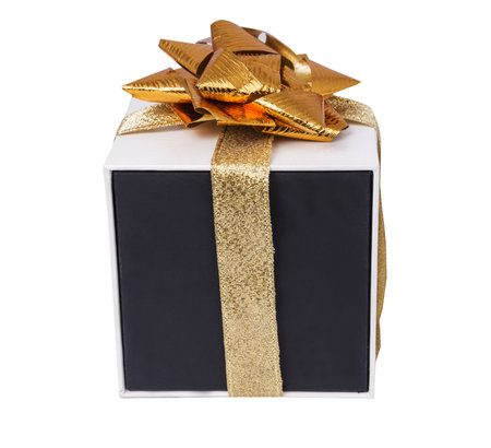 big black gift box isolated on white backgroundの写真素材