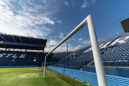 BURIRAM, THAILAND - JANUARY 6, 2017:  Goal metal beam of Buriram United Stadium .のeditorial素材