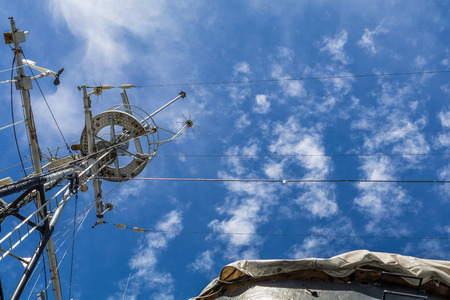 antique battle ship communication tower.の写真素材
