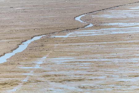 Small river on the sand after low tide.の写真素材