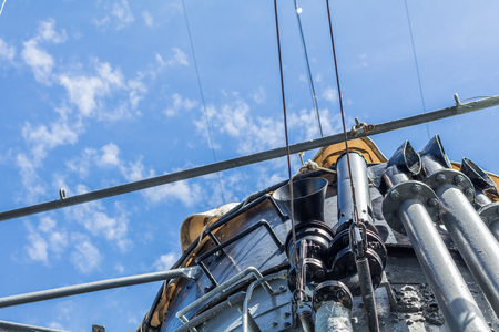 antique battle ship communication tower.の写真素材