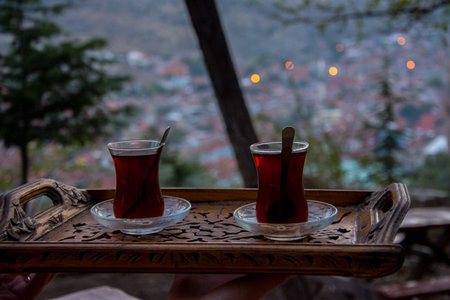 Drinking turkish tea after the long work day