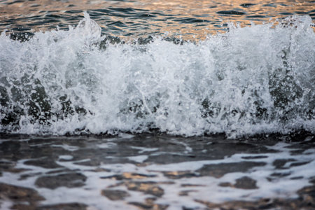 closeup shoot of the wave of Marmara sea in Mudanya, Bursa, Turkey