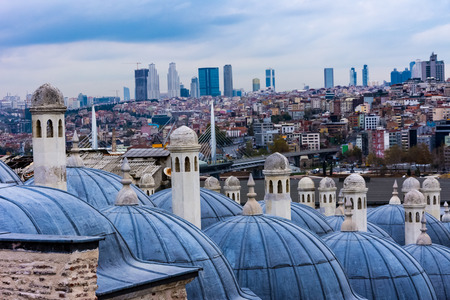 Beautiful landscape of urban part of Istanbul city from the courtyard of Suleymaniye mosqueのeditorial素材