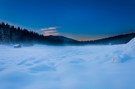 Sunset above the mountain Igman in Bosnia and Herzegovinaの写真素材