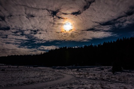 Beautiful sunset above the famous mountain Igman in Bosnia and Herzegovinaの写真素材