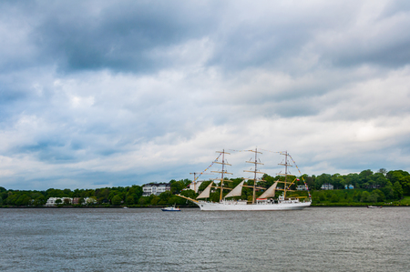 Boats that are used for city transport in Hamburg 11 May 2014の写真素材