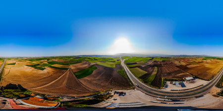 Beautiful drone view to the fields during the sunrise in Turkey 23 April 2018の写真素材