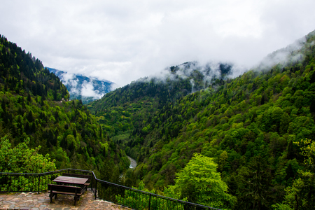 View from the Zil  castle to the balcony and landscape around in city of Trabzon in Turkeyのeditorial素材