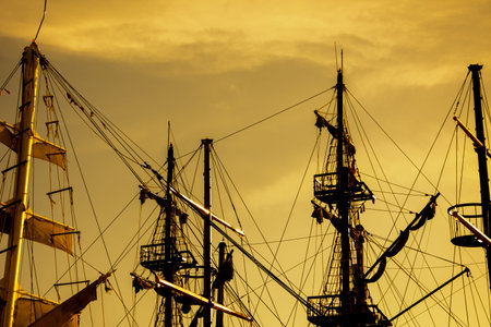 Several masts of the boats in the marine of Antalya in Turkey